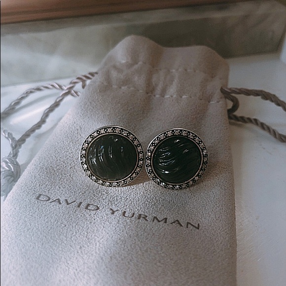 DAVID YURMAN Black Onyx Diamond Button Earrings - Picture 3 of 7